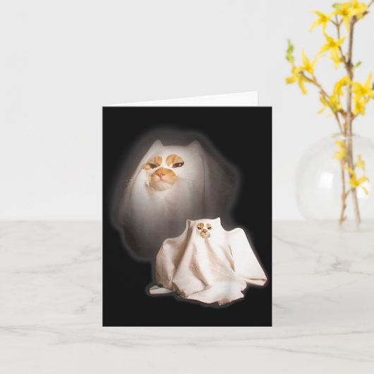 Ghost Cat Meme Funny Halloween Men Women Kids  Kaart (Gele Bloem)
