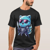 Ghost Cat Mythical Skull Armour met Zwaard & Schad T-shirt (Voorkant)