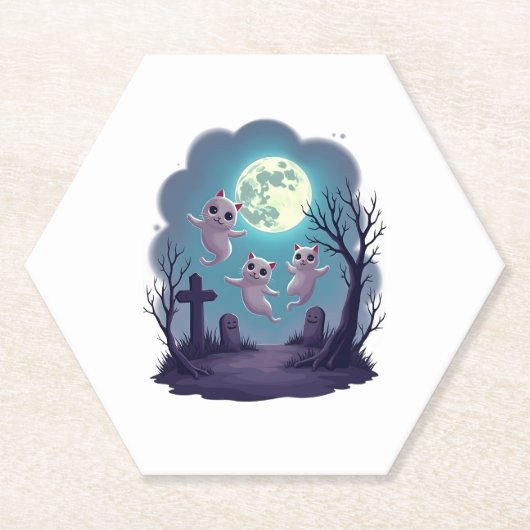 Ghost Cat Parade Kartonnen Onderzetters (Voorkant)