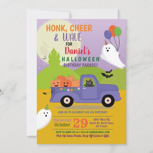Ghost Cat Party verjaardagsparade rijden per vrach Kaart (Voorkant)