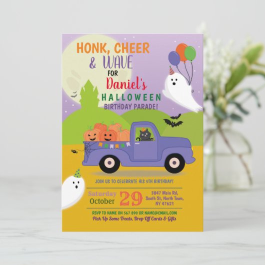 Ghost Cat Party verjaardagsparade rijden per vrach Kaart (Staand voorkant)