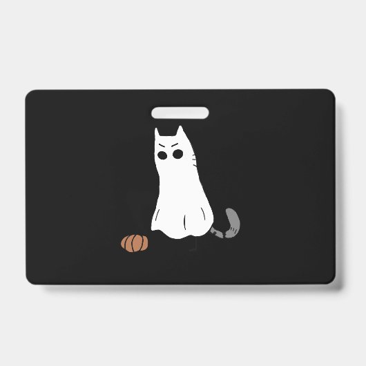 Ghost Cat Pumpkin Halloween Badge (Voorzijde)