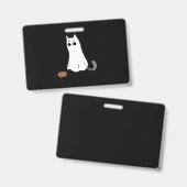 Ghost Cat Pumpkin Halloween Badge (Voor- en achterkant)