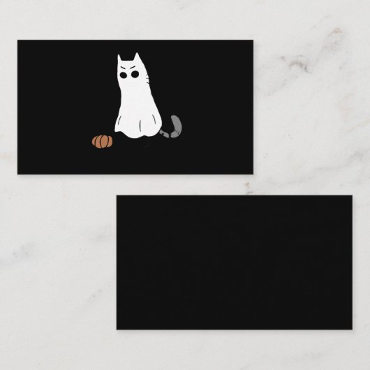 Ghost Cat Pumpkin Halloween Visitekaartje (Voorkant / Achterkant)