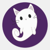 Ghost Cat Ronde Sticker (Voorkant)