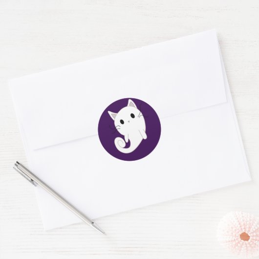 Ghost Cat Ronde Sticker (Envelop)