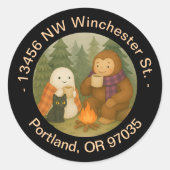 Ghost, Cat & Sasquatch - Retouradreslabel Ronde Sticker (Voorkant)