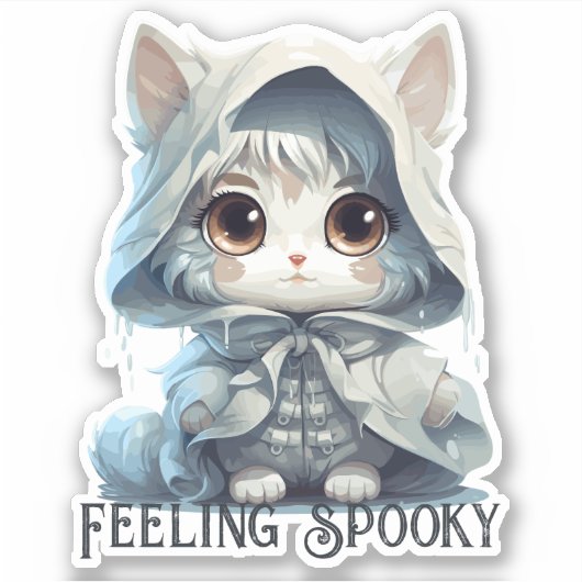 Ghost Cat Sticker - "Gevoel Spooky" (Voorkant)