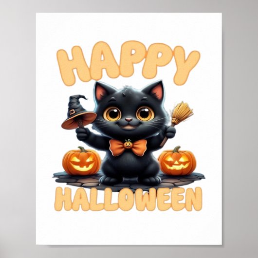 Ghost Cat T-shirt, Halloween Shirt, Spooky Schatti Poster (Voorkant)