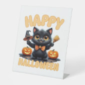 Ghost Cat T-shirt, Halloween Shirt, Spooky Schatti Reclamebord Met Voetstuk (Voorkant)