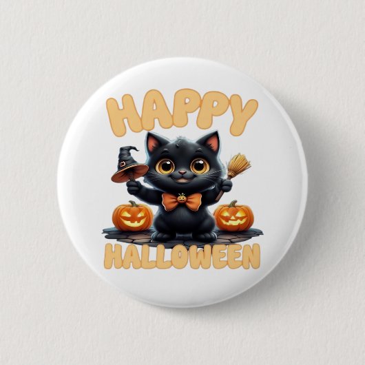 Ghost Cat T-shirt, Halloween Shirt, Spooky Schatti Ronde Button 5,7 Cm (Voorkant)