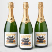 Ghost Cat T-shirt, Halloween Shirt, Spooky Schatti Sparkling Wijnetiket (Flessen)