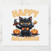 Ghost Cat T-shirt, Halloween Shirt, Spooky Schatti Sparkling Wijnetiket (Enkel label)