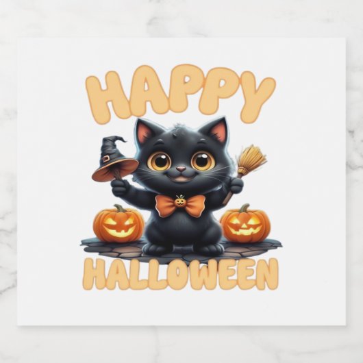 Ghost Cat T-shirt, Halloween Shirt, Spooky Schatti Sparkling Wijnetiket (Enkel label)