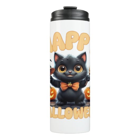 Ghost Cat T-shirt, Halloween Shirt, Spooky Schatti Thermosbeker (Voorkant)