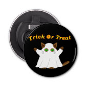 Ghost Cat Trick or treat Button Flesopener (Voorkant)
