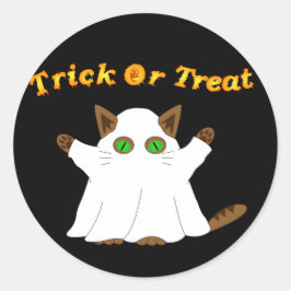 Ghost Cat Trick or treat Ronde Sticker