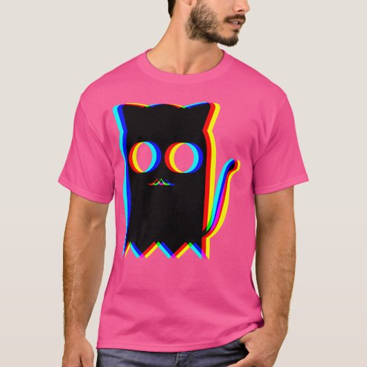 Ghost Cat Trippy Vaporwave Halloween Techno Rave E T-shirt (Voorkant)