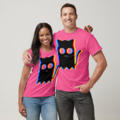 Ghost Cat Trippy Vaporwave Halloween Techno Rave E T-shirt (Unisex)