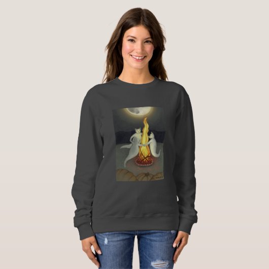 Ghost Cats Halloween Sweatshirt (Voorkant volledig)