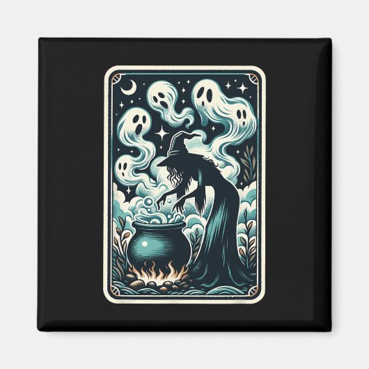 Ghost Cauldron Gothic bovennatuurlijke Tarot Kaart Magneet (Voorkant)