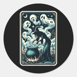 Ghost Cauldron Gothic bovennatuurlijke Tarot Kaart Ronde Sticker