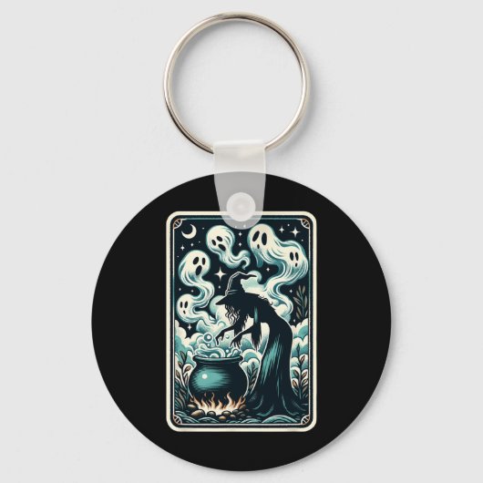 Ghost Cauldron Gothic bovennatuurlijke Tarot Kaart Sleutelhanger (Voorkant)