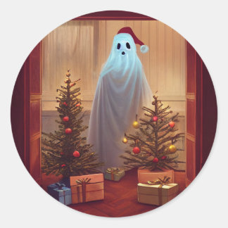 Ghost Celebrating Kerstmis Ronde Sticker