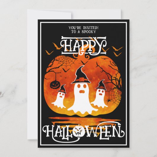 Ghost Cemetery Happy Halloween Enge Evenementen Kaart (Voorkant)