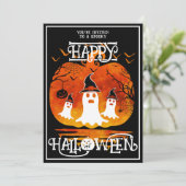 Ghost Cemetery Happy Halloween Enge Evenementen Kaart (Staand voorkant)