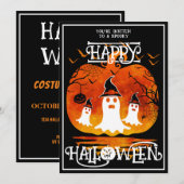 Ghost Cemetery Happy Halloween Enge Evenementen Kaart (Voorkant / Achterkant)