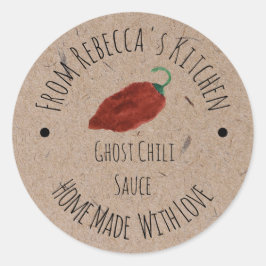 Ghost Chili Homemade Hot Sauce Kraft Paper Ronde Sticker