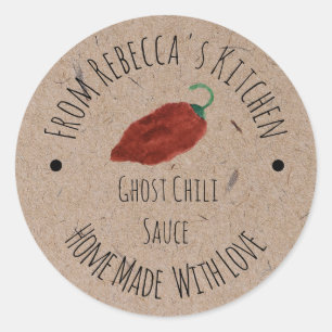 Ghost Chili Homemade Hot Sauce Kraft Paper Ronde Sticker