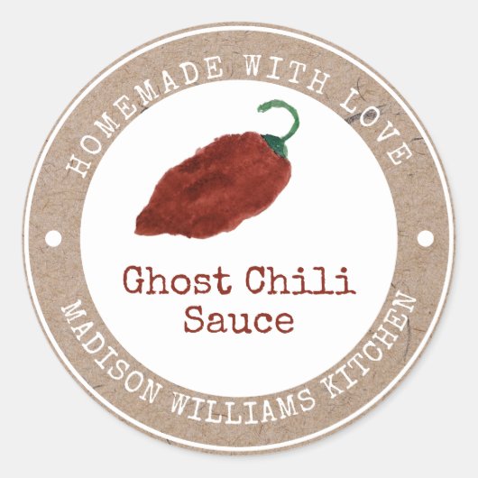 Ghost Chili Sauce Label | Homemade | Rode Chili (Voorkant)