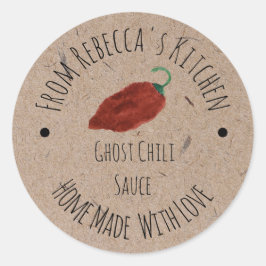 Ghost Chili Thuisgemaakte Hete Saus Kraft Papier Ronde Sticker
