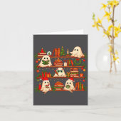 Ghost Christmas Hat Reading Book Bookshelf Lover L Kaart (Gele Bloem)