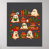 Ghost Christmas Hat Reading Book Bookshelf Lover L Poster (Voorkant)