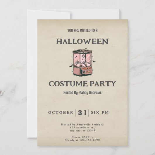 Ghost Claw Spel Schattige Leuk  Halloween Kaart (Voorkant)