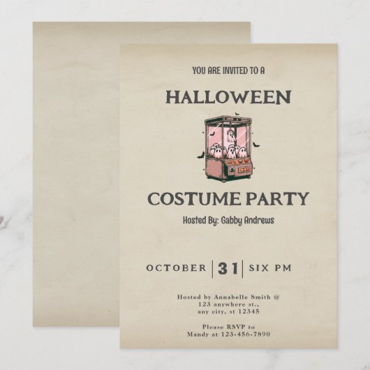 Ghost Claw Spel Schattige Leuk  Halloween Kaart (Voorkant / Achterkant)