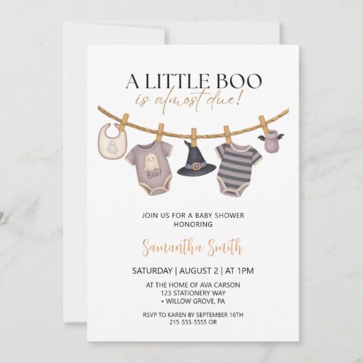 Ghost Clothesline Halloween Baby shower Kaart (Voorkant)