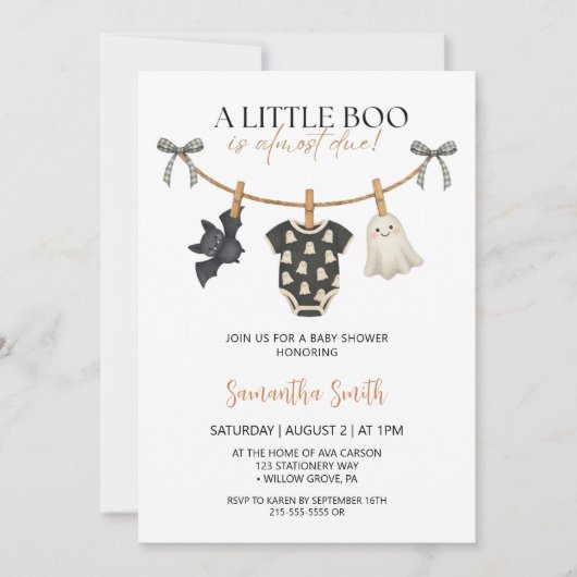Ghost Clothesline Halloween Baby shower Kaart (Voorkant)
