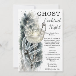 Ghost Cocktail Nacht Griezeld Halloween Feest Kaart