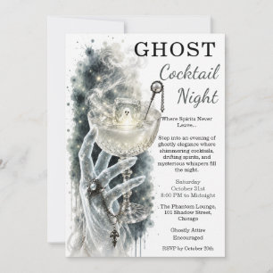Ghost Cocktail Nacht Griezeld Halloween Feest Kaart