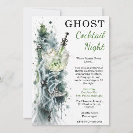Ghost Cocktail Nacht Griezelen Halloween Feest Kaart