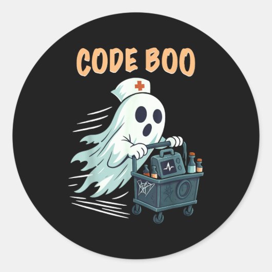 Ghost Code Boo In The Icu Nursing Gift For Hallowe Ronde Sticker (Voorkant)