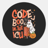 Ghost Code Boo In The Icu Nursing Nurse Halloween  Ronde Sticker (Voorkant)