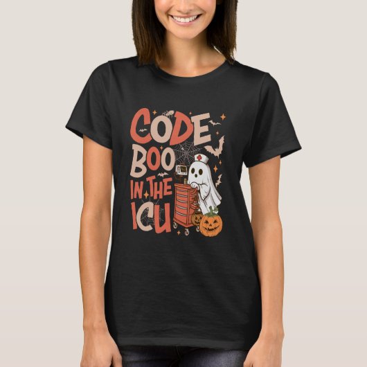 Ghost Code Boo in The ICU Nursing Nurse Halloween T-shirt (Voorkant)