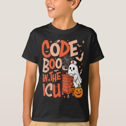 Ghost Code Boo In The Icu Nursing Nurse Halloween  T-shirt (Voorkant)
