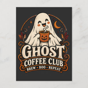 Ghost Coffee Club Schattig Griezelige Halloween Briefkaart
