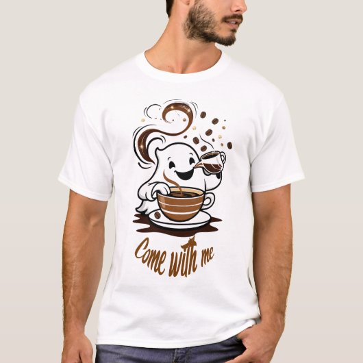 Ghost Coffee Uitnodigings T-Shirt – “Kom Met Mij” (Voorkant)